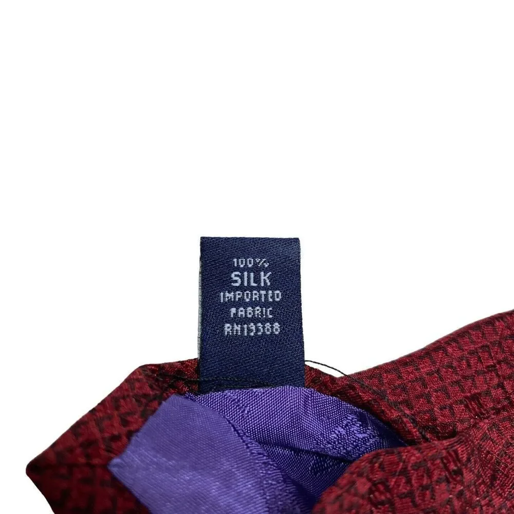 Nautica Tie Men's Necktie Silk Maroon Squares Classic Office